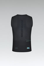 Gobik men's black sleeveless base layer with textured mesh fabric and spine design