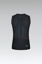 Gobik women's black sleeveless base layer with textured fabric and spine branding