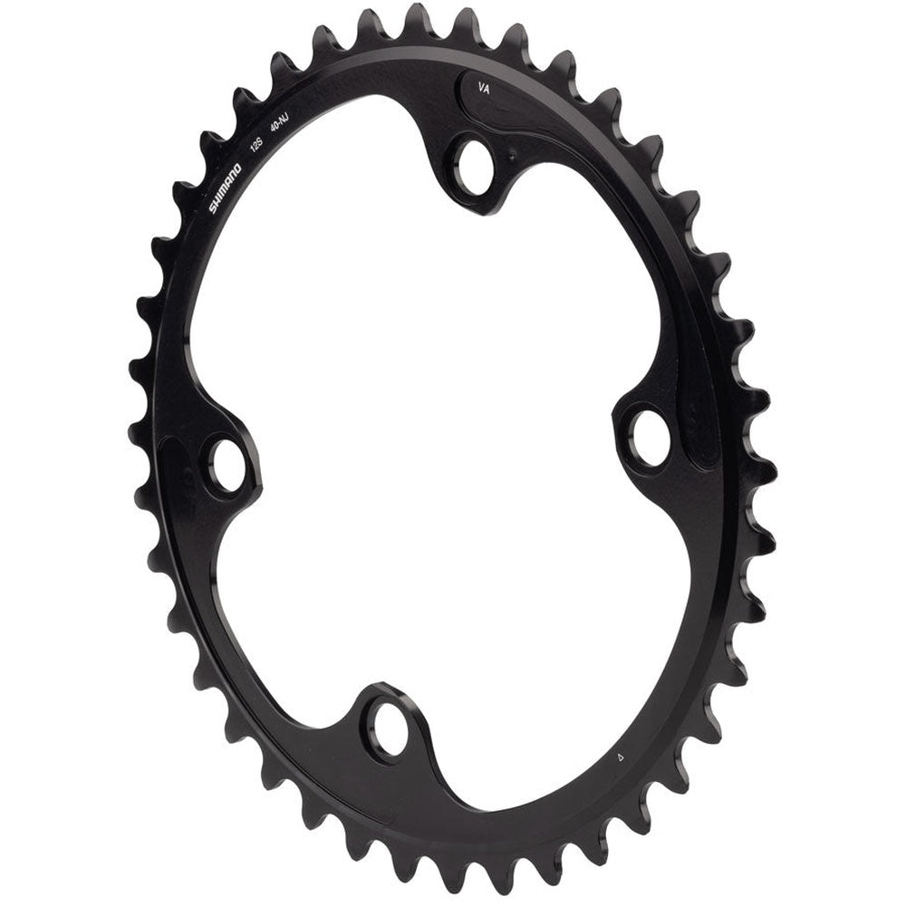 Shimano FC-R9200 40T chainring in black with five-bolt mounting pattern