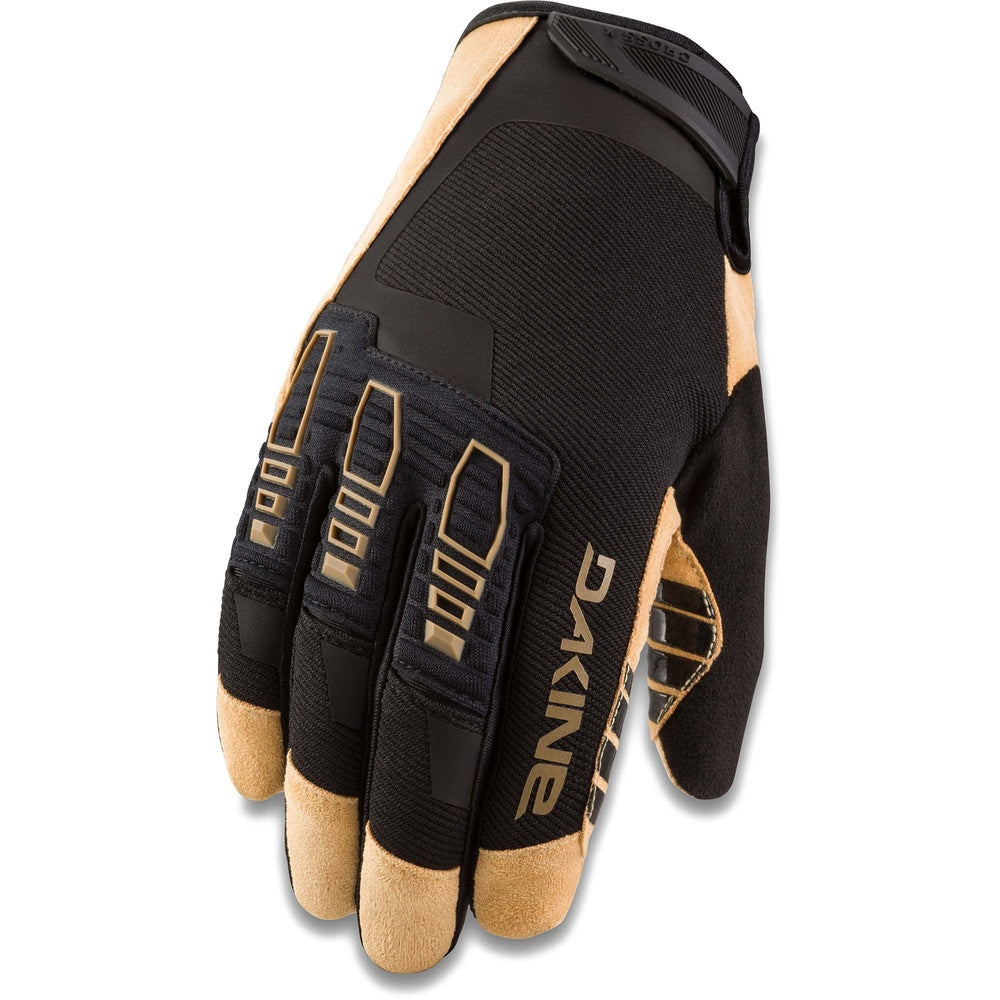 Dakine Cross X Men's mountain bike glove in black and tan with knuckle protection