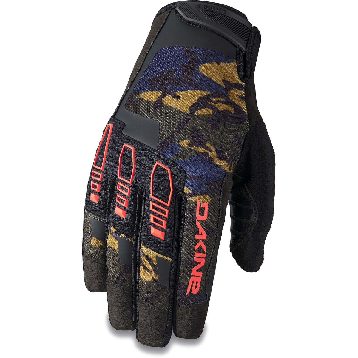 Dakine Cross X Men's full-finger glove in Ashcroft Camo with red logo accents