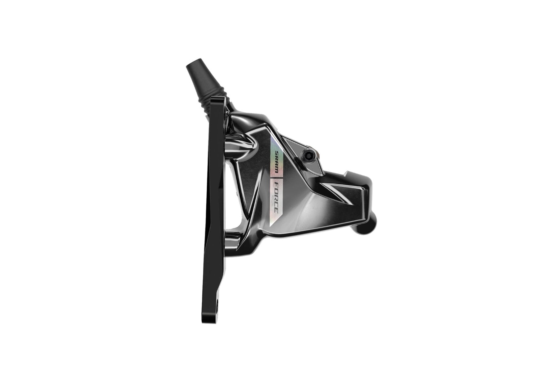 SRAM Force AXS hydraulic disc brake lever in silver finish on white background