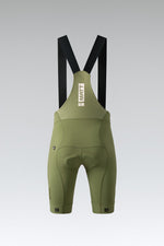 Gobik Matt 2.0 men's cycling bib shorts in olive green with black suspenders