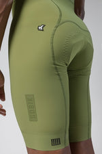 Gobik Matt 2.0 bib shorts in olive green with professional model photography