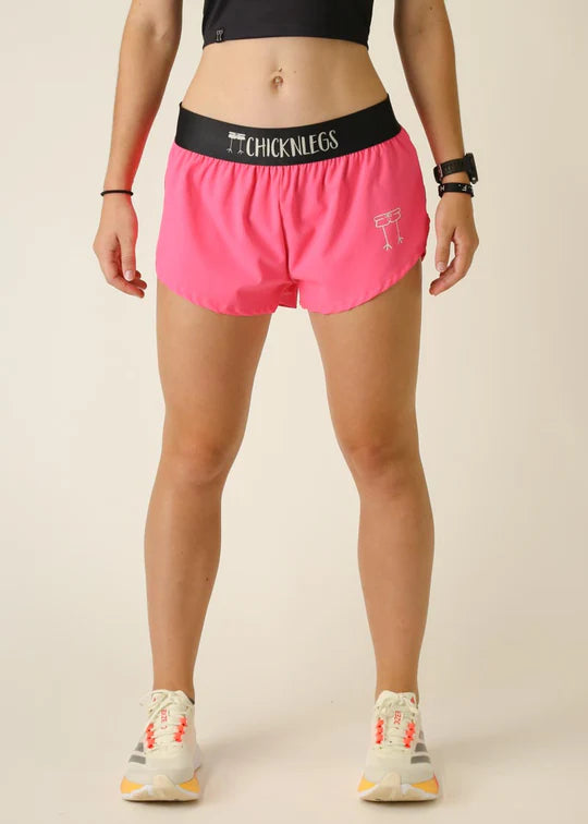 Chicknlegs Women's Neon Pink 1.5" Split Shorts - XS