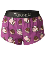 Chicknlegs Women's Choccy Cows 1.5" Split Shorts - S