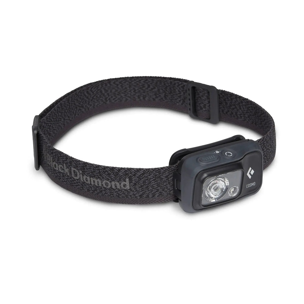 Black Diamond Cosmo 350 headlamp in octane dark gray with adjustable strap