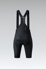 Gobik Absolute K9 women's black cycling bib shorts rear view with padded chamois