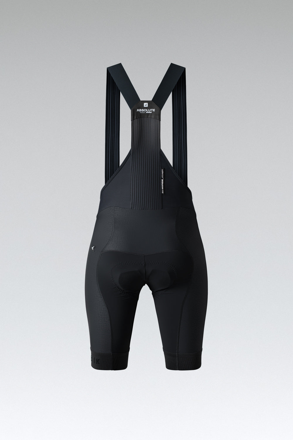 Gobik Absolute K9 women's black cycling bib shorts rear view with padded chamois