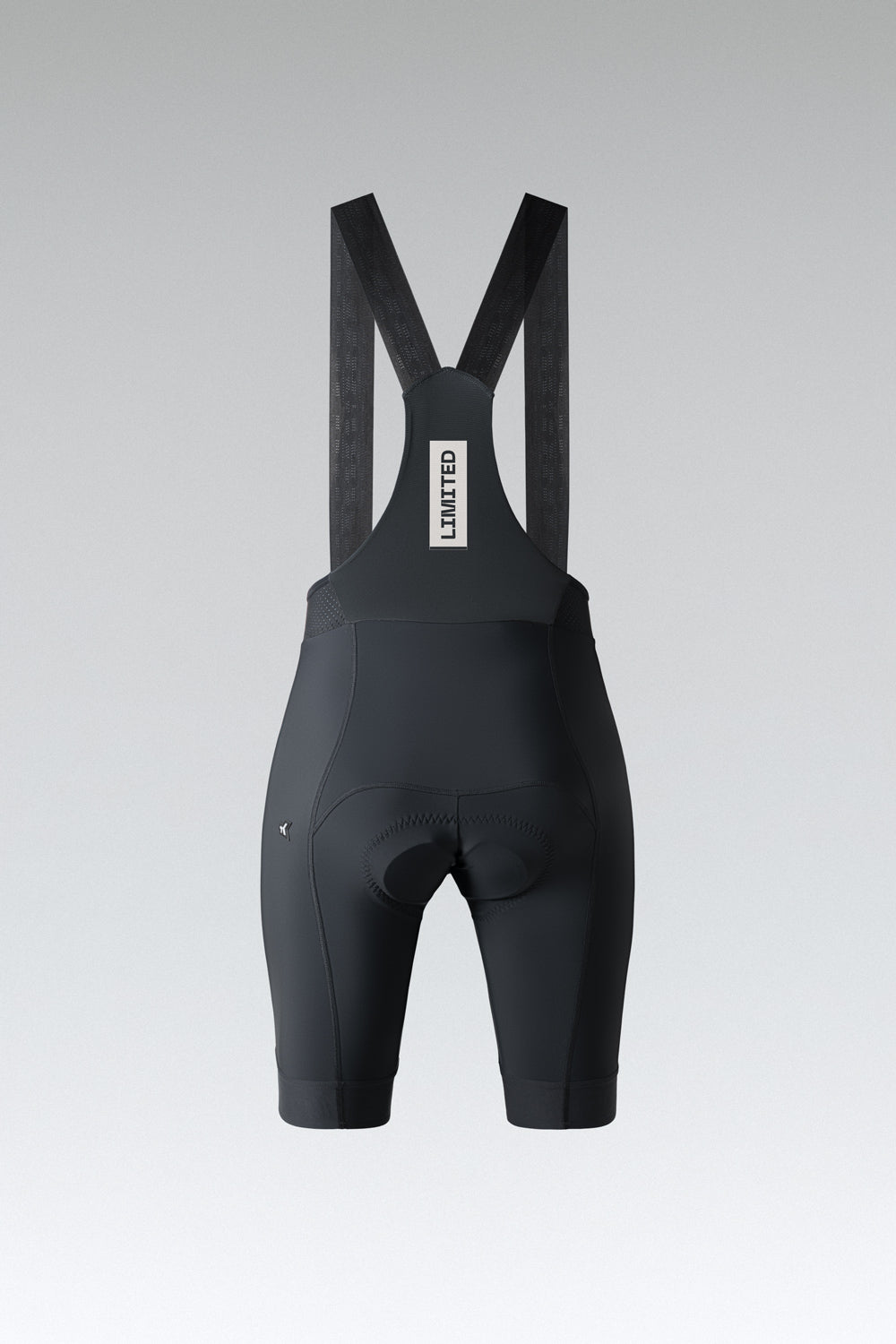 Gobik Limited 6.0 Women's Black Bib Shorts rear view with padded seat