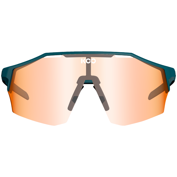 KOO Alibi cycling sunglasses with dark blue frame and photochromic orange lenses