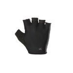 Black fingerless cycling glove with padded palm on white background
