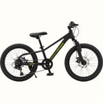 Retrospec Dart Plus 20-inch kids mountain bike in matte black, side profile view on white background