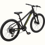 Retrospec Dart Plus kids mountain bike matte black three-quarter rear angle view on white