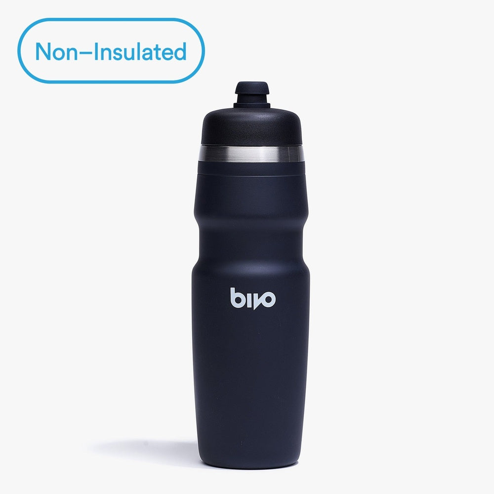 Bivo 25 oz non-insulated stainless steel sport water bottle in matte black navy