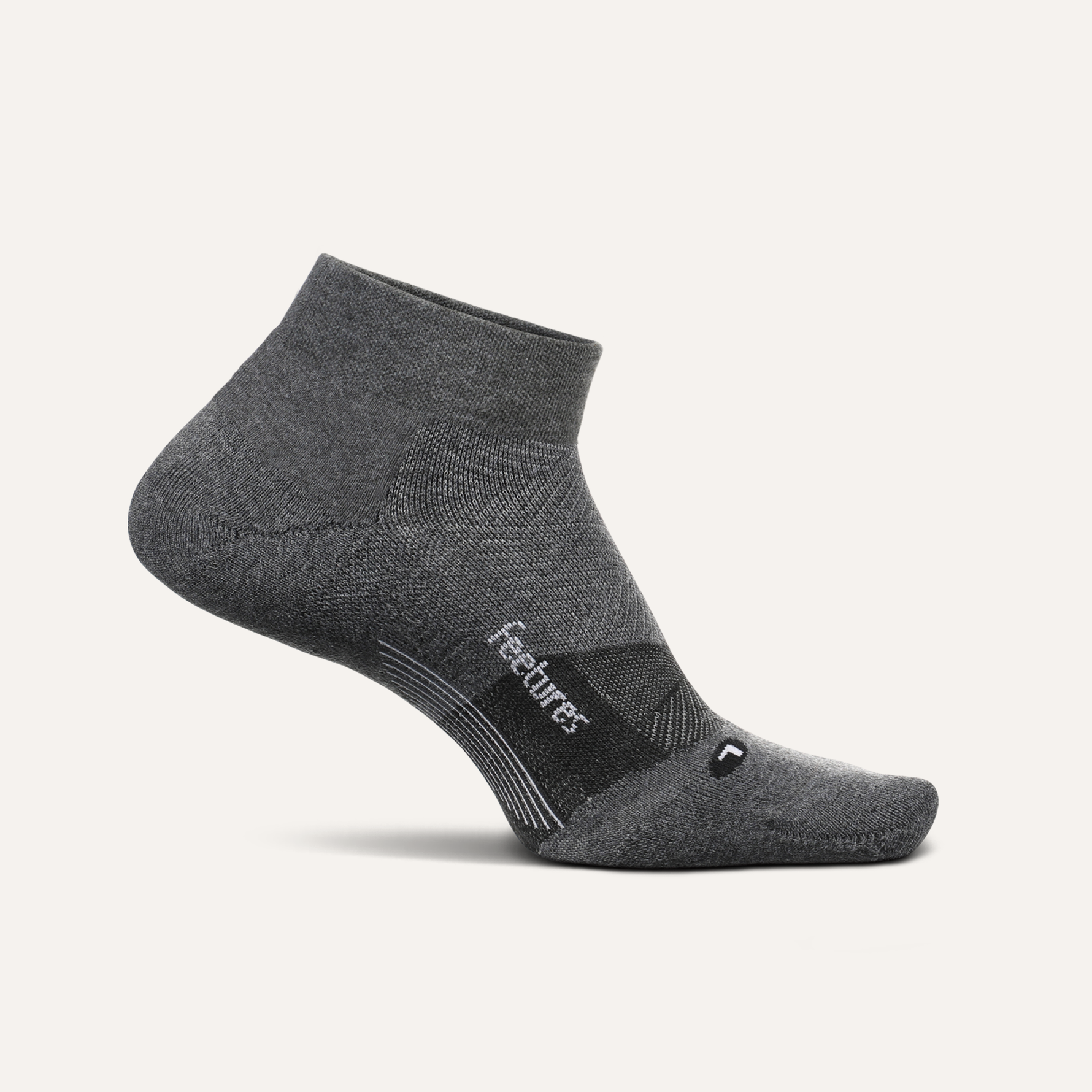 Feetures Elite Max Cushion low cut running sock in dark gray