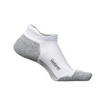 Feetures Elite Max Cushion No-Show Tab sock in white and gray colorway