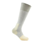 Thorlos hunting over-calf sock in lite grey with cream cushioned toe and heel