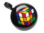 Black Electra bicycle bell featuring colorful Rubik's cube pattern design