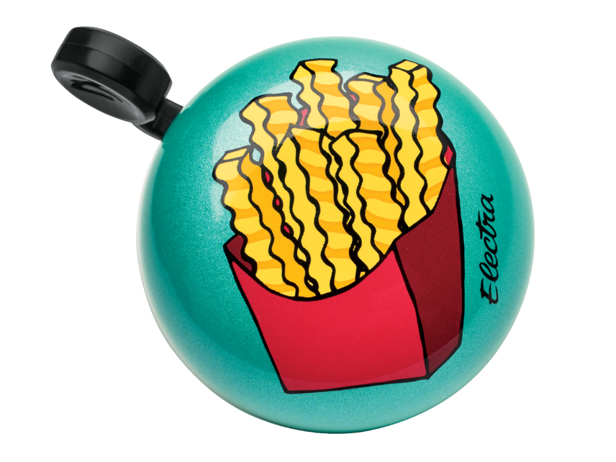 Electra bicycle bell in turquoise with colorful french fries design