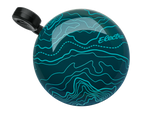 Electra bicycle bell with teal topographic terrain map pattern design