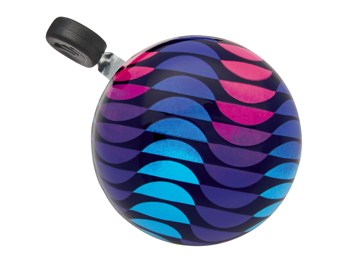 Electra bicycle bell with colorful wave pattern in blue purple pink gradient