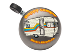 Electra Happy Camper bicycle bell with vintage RV trailer design on gray background