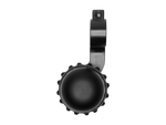 Black Electra bicycle bell with decorative scalloped edge and mounting bracket