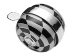 Electra bicycle bell with black and silver checkered spiral pattern design