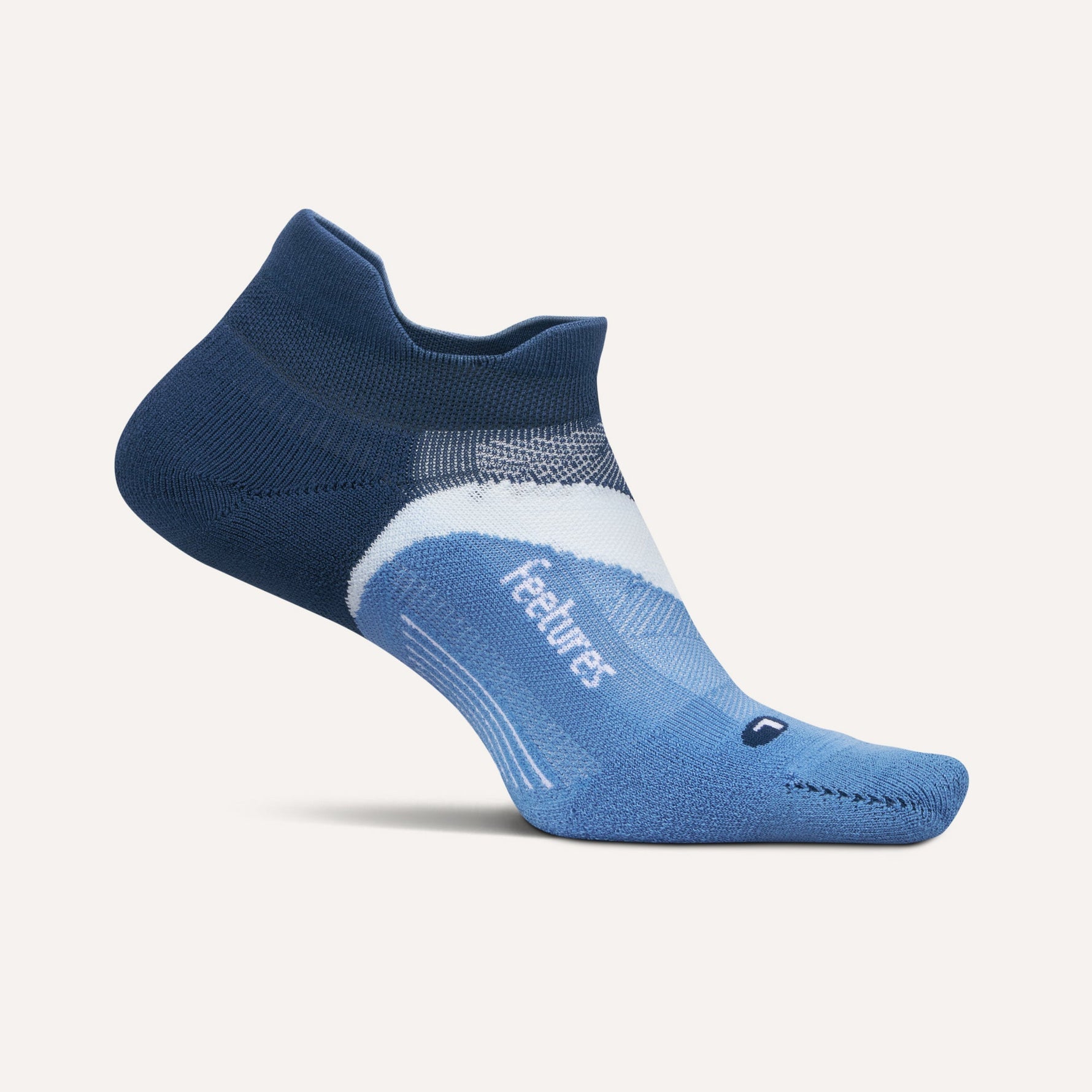 Feetures Elite Light Cushion Tab running sock in navy and blue gradient