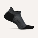 Feetures Elite Max Cushion Tab running sock in charcoal gray with black accents