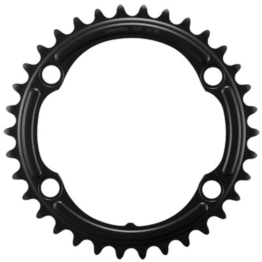 Shimano FC-R7100 36T-NH matte black bicycle chainring on white background
