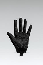 Gobik Eagle unisex long finger cycling glove in black, palm view showing perforated grip zones