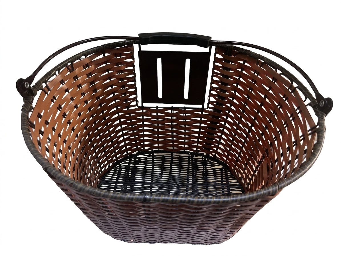 Ven2 Wicker-Style Bike Basket – Durable Plastic Bicycle Front Basket