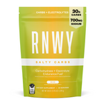 RNWY Salty Carbs endurance fuel supplement pouch in green-yellow gradient, melon flavor