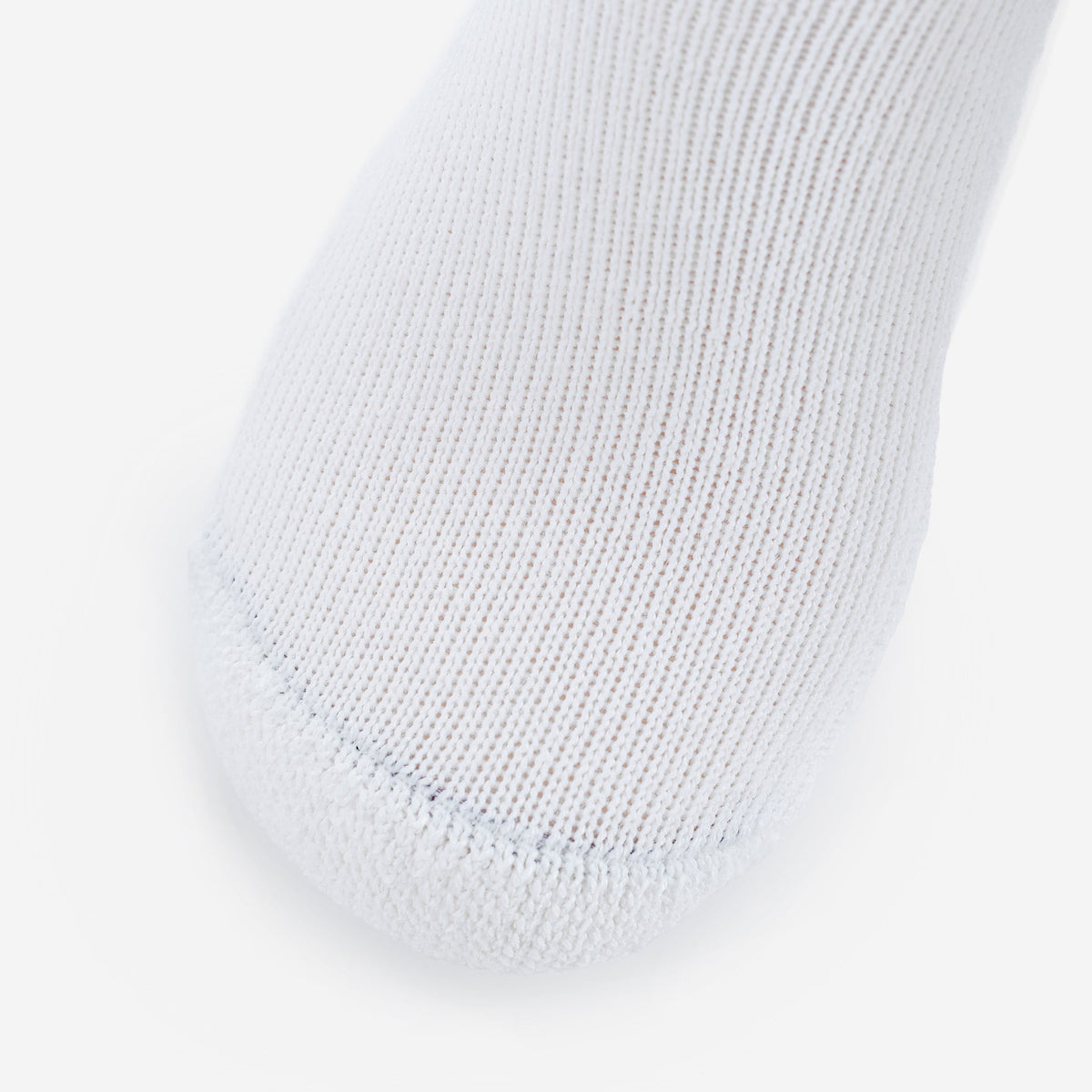 Thorlos Women's Fitness Moderate Cushion Crew sock in white showing toe detail