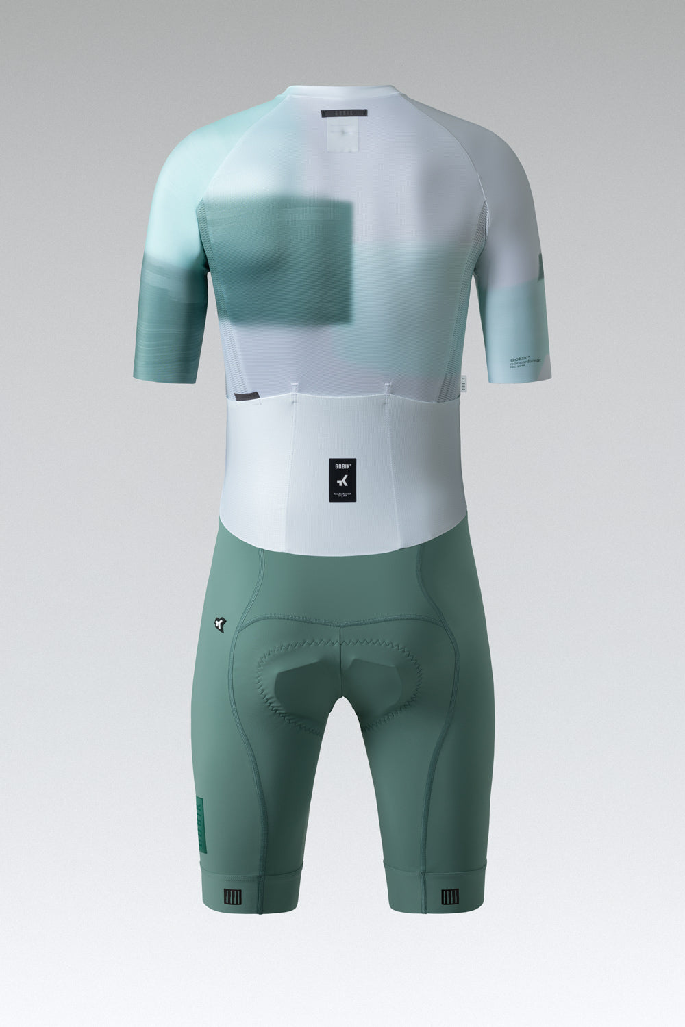 Gobik Aero Brooklyn cycling suit in emerald green and white gradient design
