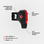 Lezyne KTV Drive+ rear bike light in black with red LED components