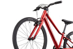 Front fork and handlebar detail of Cannondale Kids Quick C2 in metallic red with Kenda tire