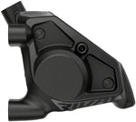 SRAM Rival flat mount hydraulic disc brake caliper close-up showing internal mechanism detail