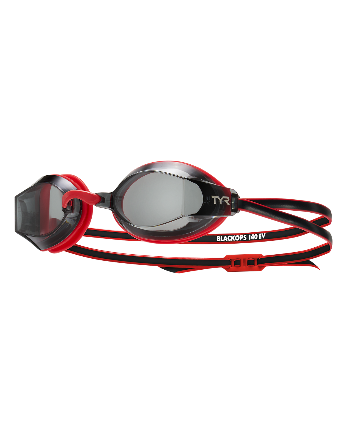 TYR Black Ops 140 EV racing goggles in red and black with mirrored lenses