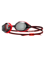 TYR Black Ops 140 EV racing goggles with black and red frame and smoke lenses