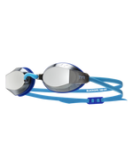 TYR Black Ops 140 EV racing goggles with mirrored smoke lenses and teal strap
