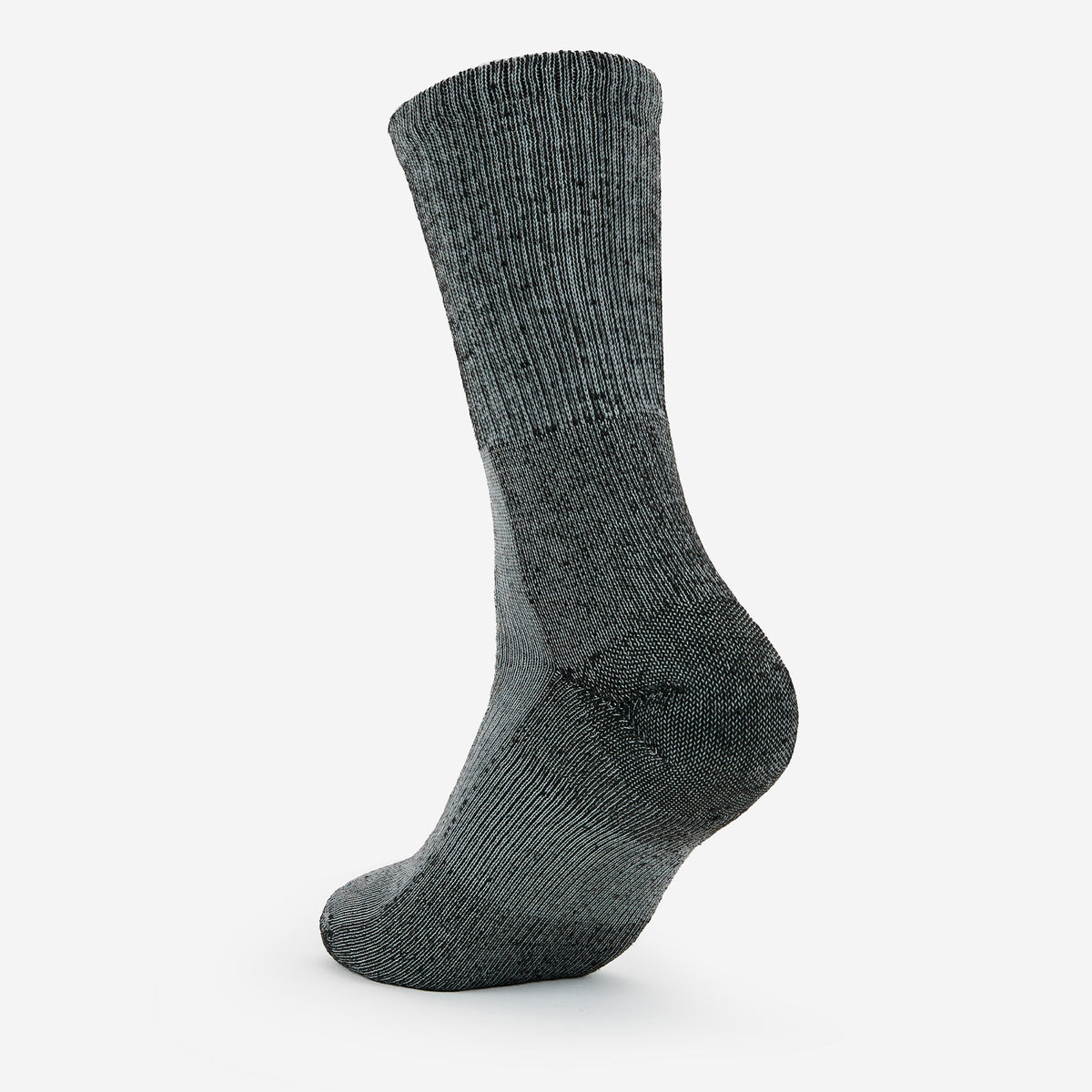 Thorlos hiking crew sock in grey heather with cushioned sole and ankle support zones