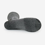 Thorlos hiking crew sock in grey shown from sole view with cushioned bottom