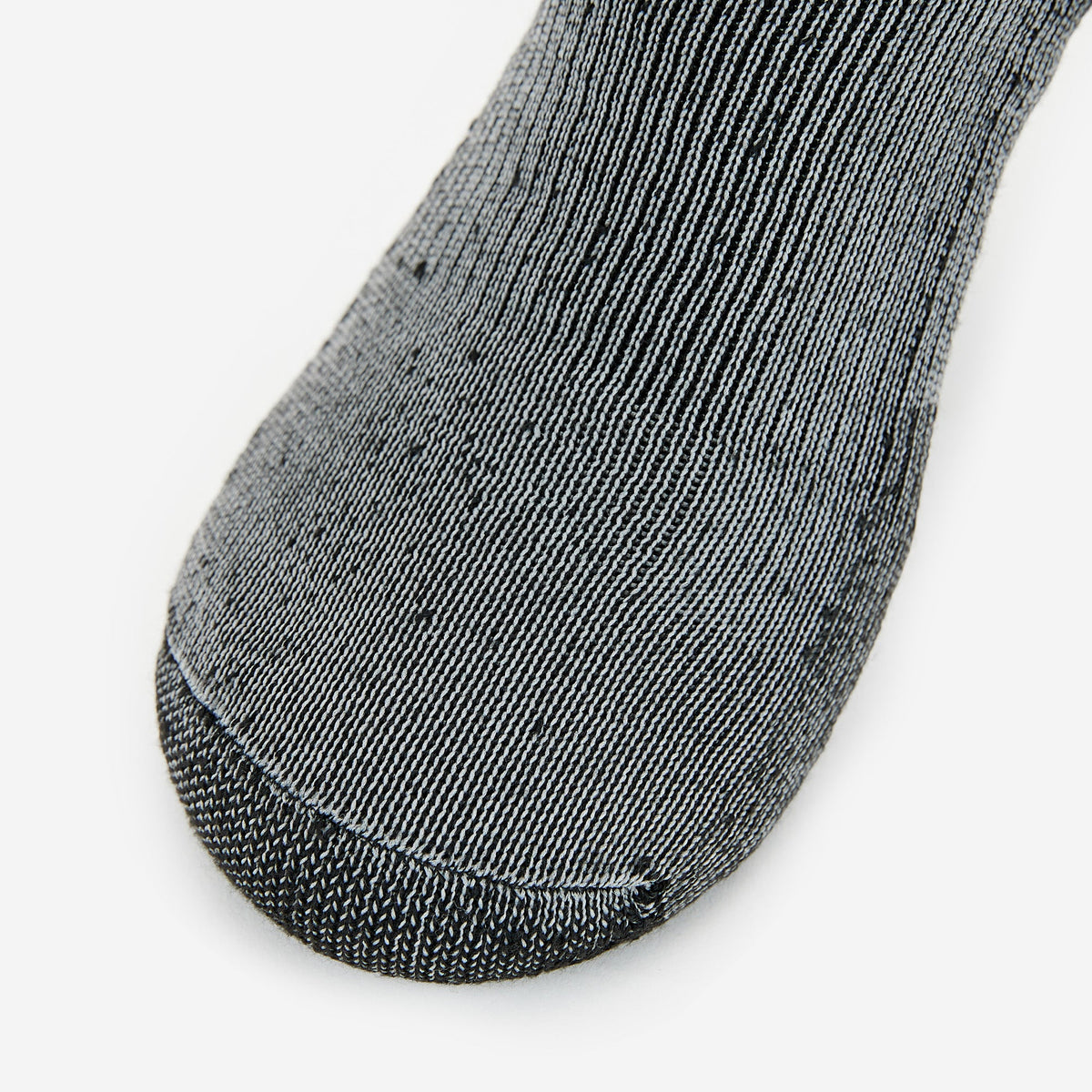 Thorlos hiking crew sock in grey marl with reinforced black toe cap detail