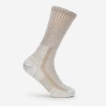 Thorlos light cushion crew running sock in khaki heathered color on white background