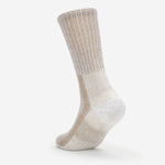Thorlos hiking crew sock in beige and white marl knit with cushioned sole