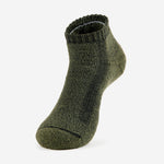 Thorlos hiking low cut ankle sock in forest green with moderate cushion padding