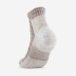 Thorlos light hiking ankle sock in walnut heather, rear view showing heel construction